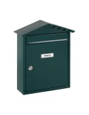 Buzón individual exterior, mediano, visit, acero, verde, 30 x 11 x 36 cm