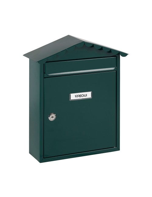 Buzón individual exterior, mediano, visit, acero, verde, 30 x 11 x 36 cm