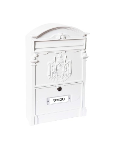 Buzón individual exterior mediano, residencia, aluminio, blanco, 26 x 9 x 42 cm