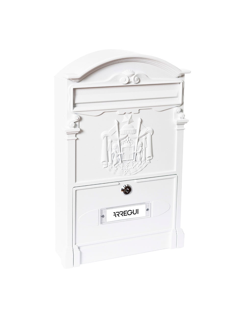 Buzón individual exterior mediano, residencia, aluminio, blanco, 26 x 9 x 42 cm