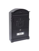 Buzón individual exterior mediano, residencia, aluminio, negro, 26 x 9 x 42 cm