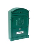 Buzón individual exterior mediano, residencia, aluminio, verde, 26 x 9 x 42 cm