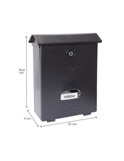 Buzón individual exterior, mediano, classic, poliestireno, negro, 27 x 11 x 34,6 cm