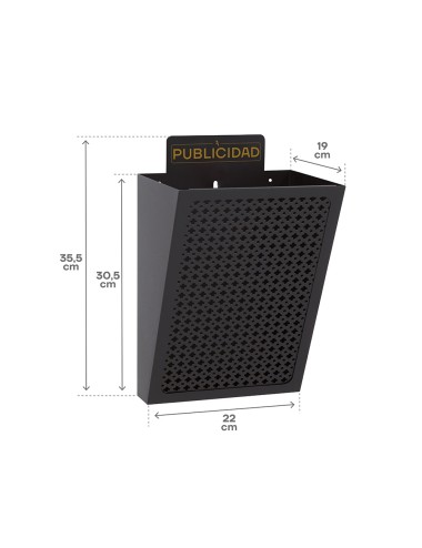 Cesta de publicidad e2301, acero, negro, 22 x 19 x 35,5 cm