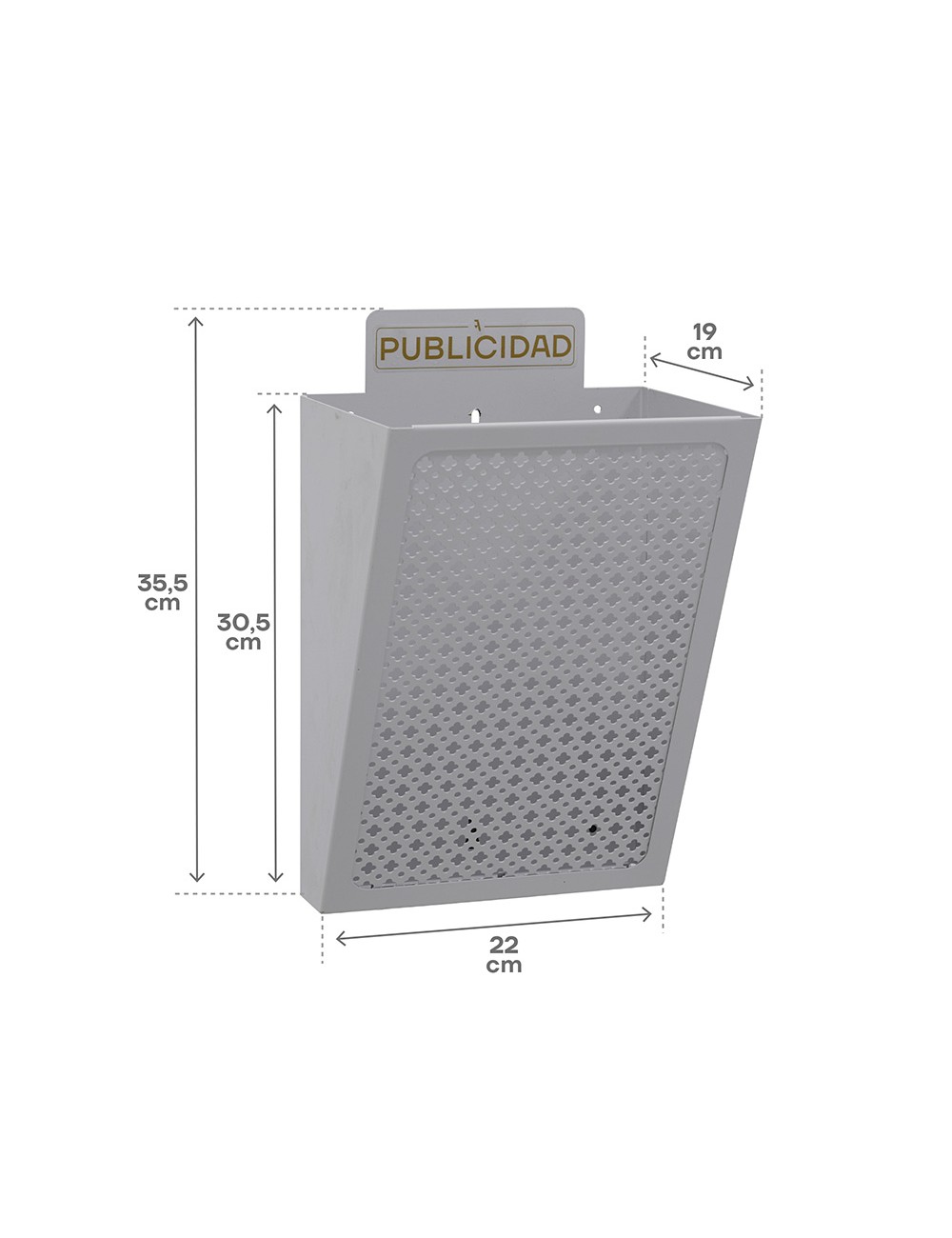 Cesta de publicidad e2302, acero, plata, 22 x 19 x 35,5 cm