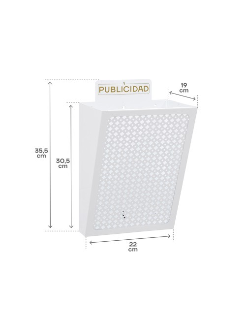 Cesta de publicidad e2304, acero, blanco, 22 x 19 x 35,5 cm