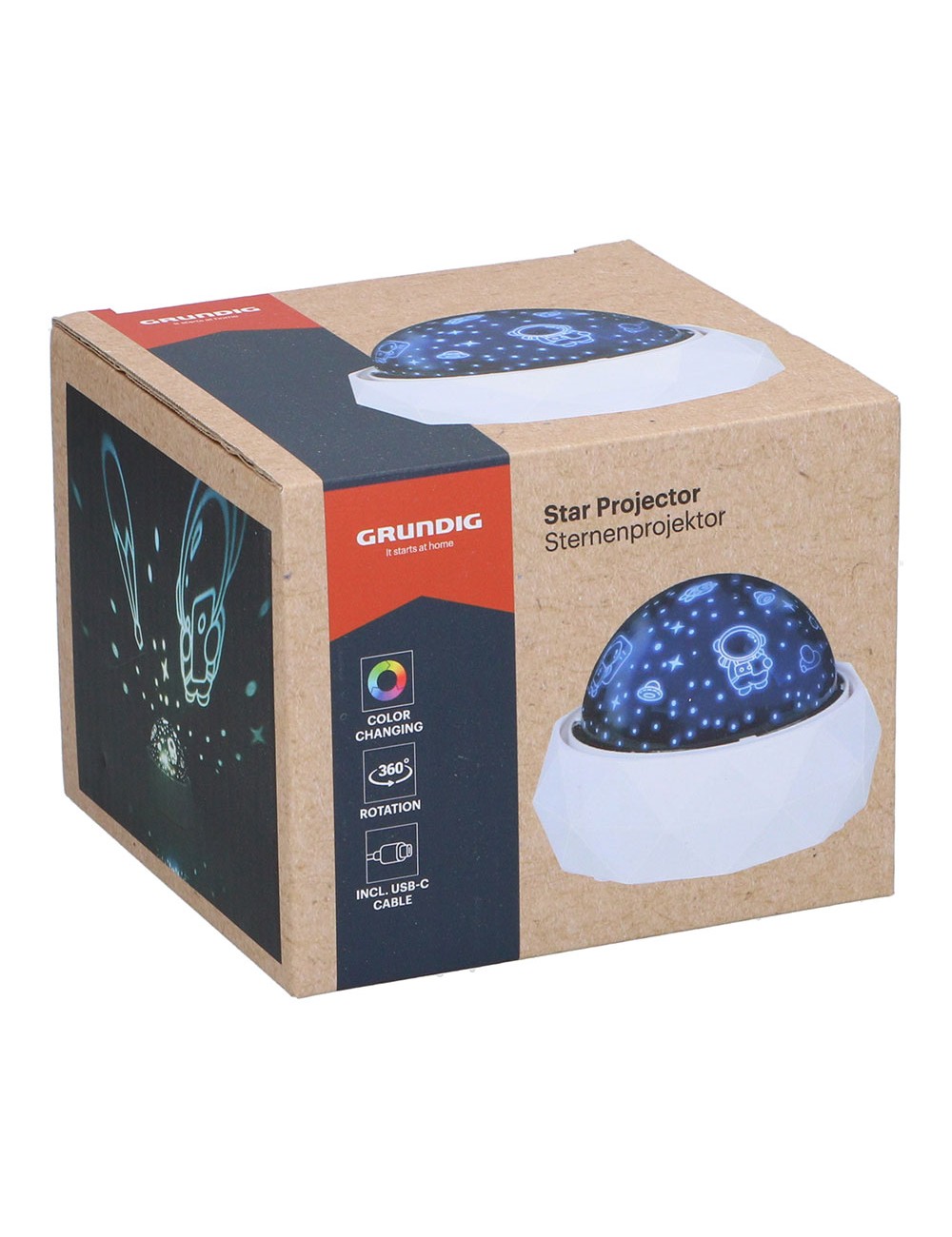 Luz nocturna decorativa led proyección espacial 11,5 x 11,5 x 9 cm