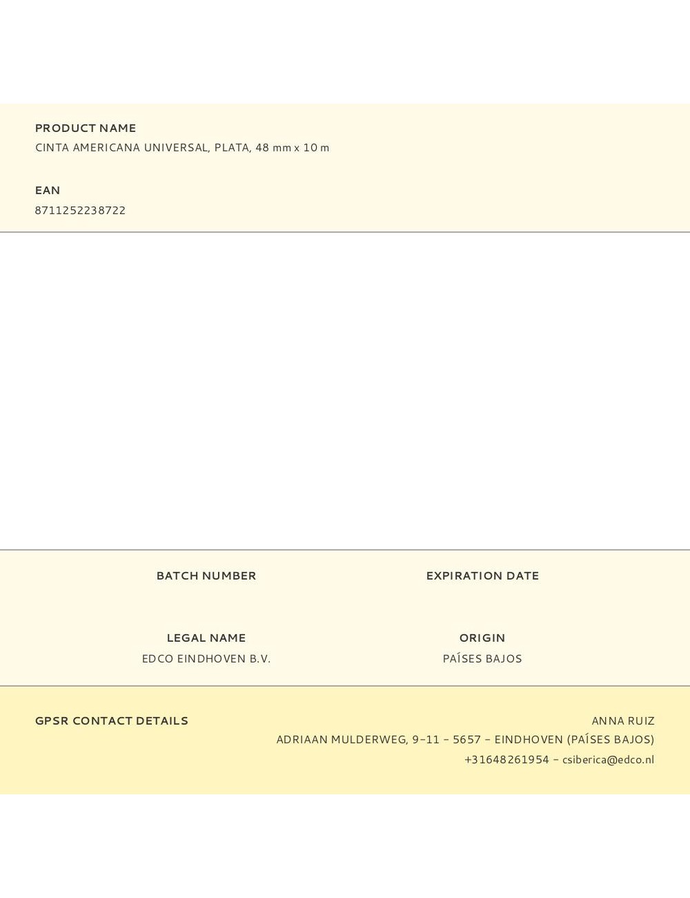 Cinta americana universal, plata, 48 mm x 10 m