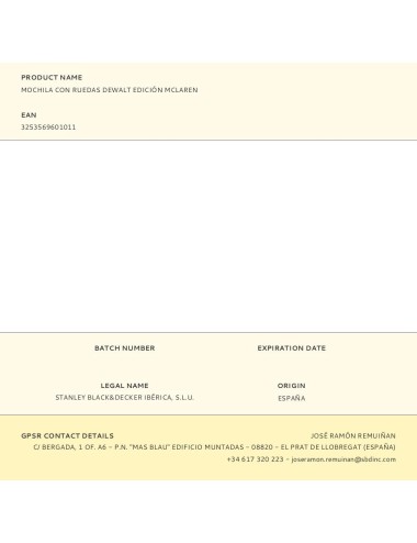 Mochila portaherramientas con ruedas, edición mclaren, ip54, 35 x 24 x 54 cm