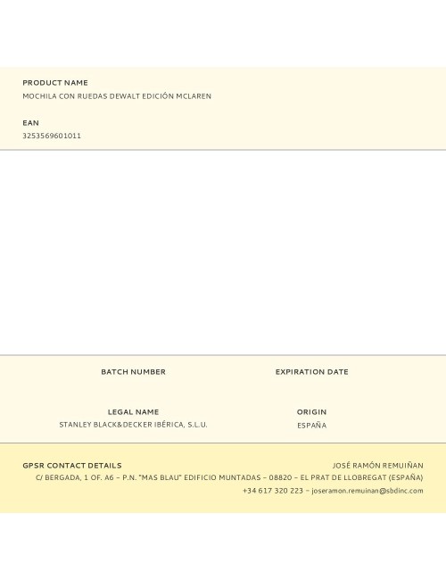 Mochila portaherramientas con ruedas, edición mclaren, ip54, 35 x 24 x 54 cm