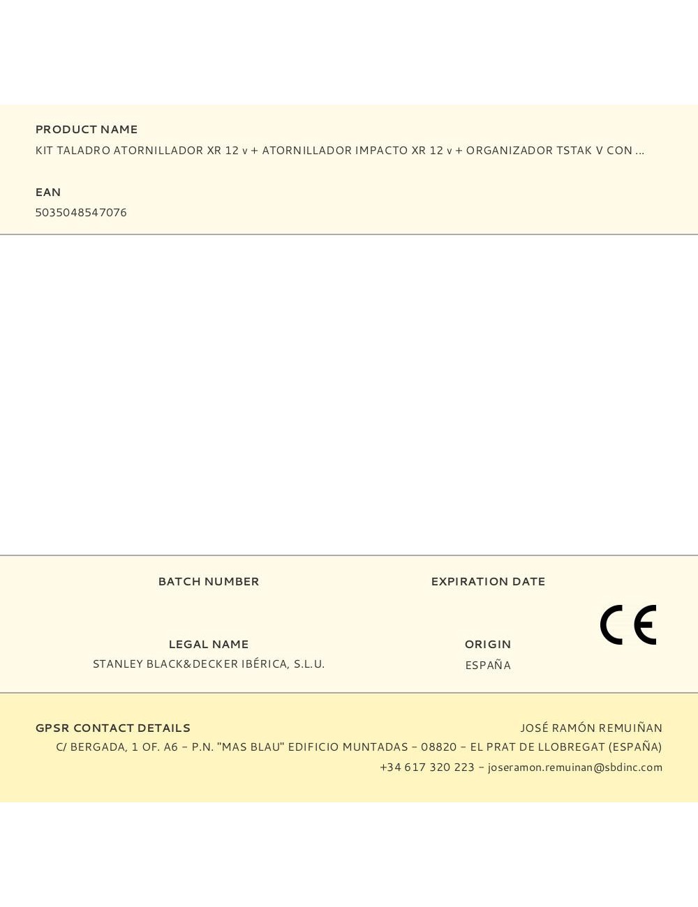 Kit taladro atornillador xr 12 v + atornillador impacto xr 12 v + organizador tstak v, con cargador y 2 baterías li-ion 2 ah