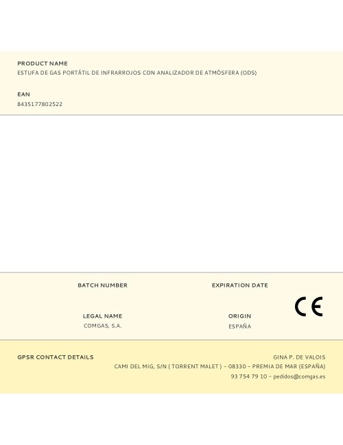 Estufa de gas portátil de infrarrojos con analizador de atmósfera (ods)