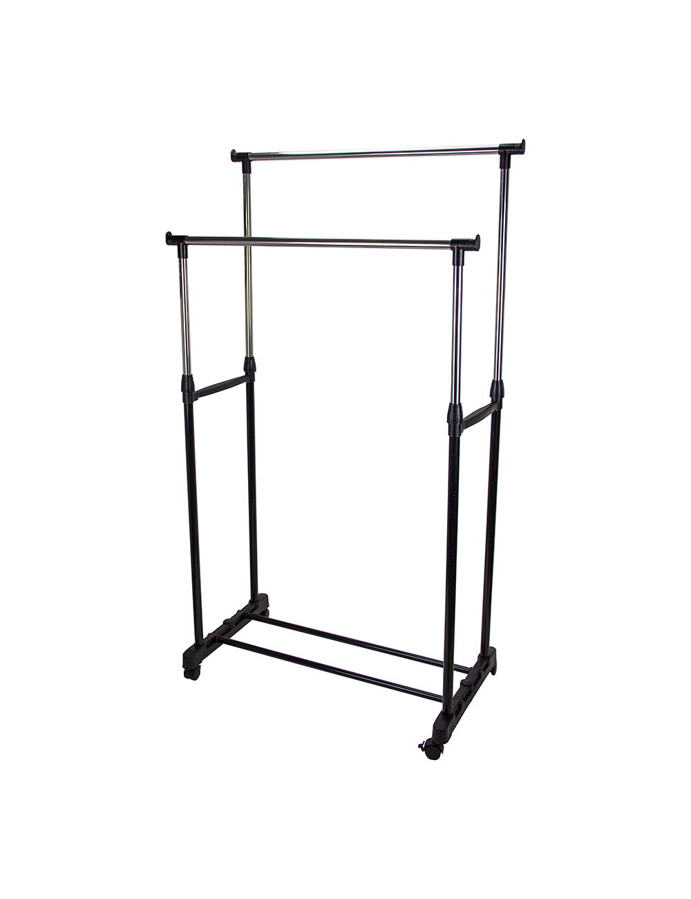 Perchero metálico de doble barra con altura regulable de 90 a 160 cm