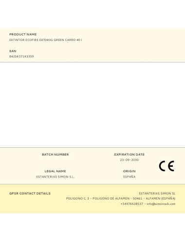 Extintor ecofire ext040g verde carro 40 l