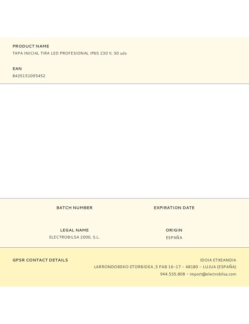 Tapa inicial tira led profesional ip65 230 v, 10 uds