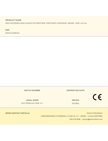 Aro halógeno basculante de empotrar, profundo, redondo, negro, ø90 x 42 mm