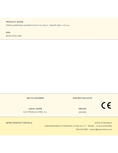 Portalámparas superficie e27 4 a 250 v~ negro ø67 x 57 mm