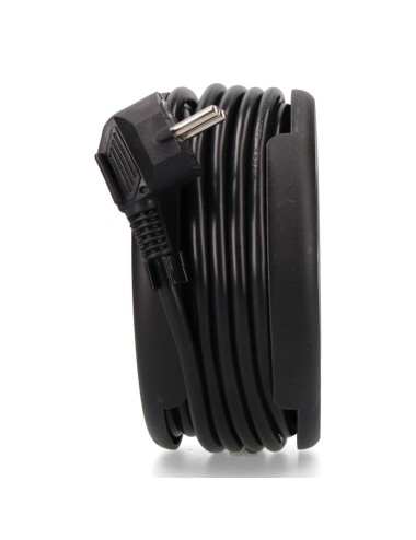 Enrollacables con 4 tomas 2p+t schuko, con protección, 16 a 250 v, cable h05vv-f 3g1,5mm de 5 m, negro