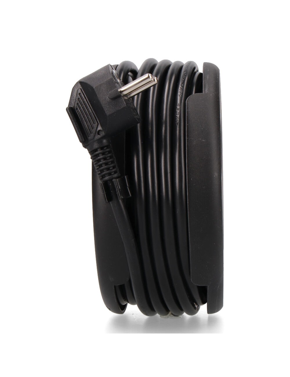 Enrollacables con 4 tomas 2p+t schuko, con protección, 16 a 250 v, cable h05vv-f 3g1,5mm de 5 m, negro