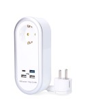 Base aérea 1 toma 2p+t schuko, 4 usb (3 x a + 1 x c), 1,5 m de cable h05vv-f 3g1,5 mm, 16a 250v~, blanca
