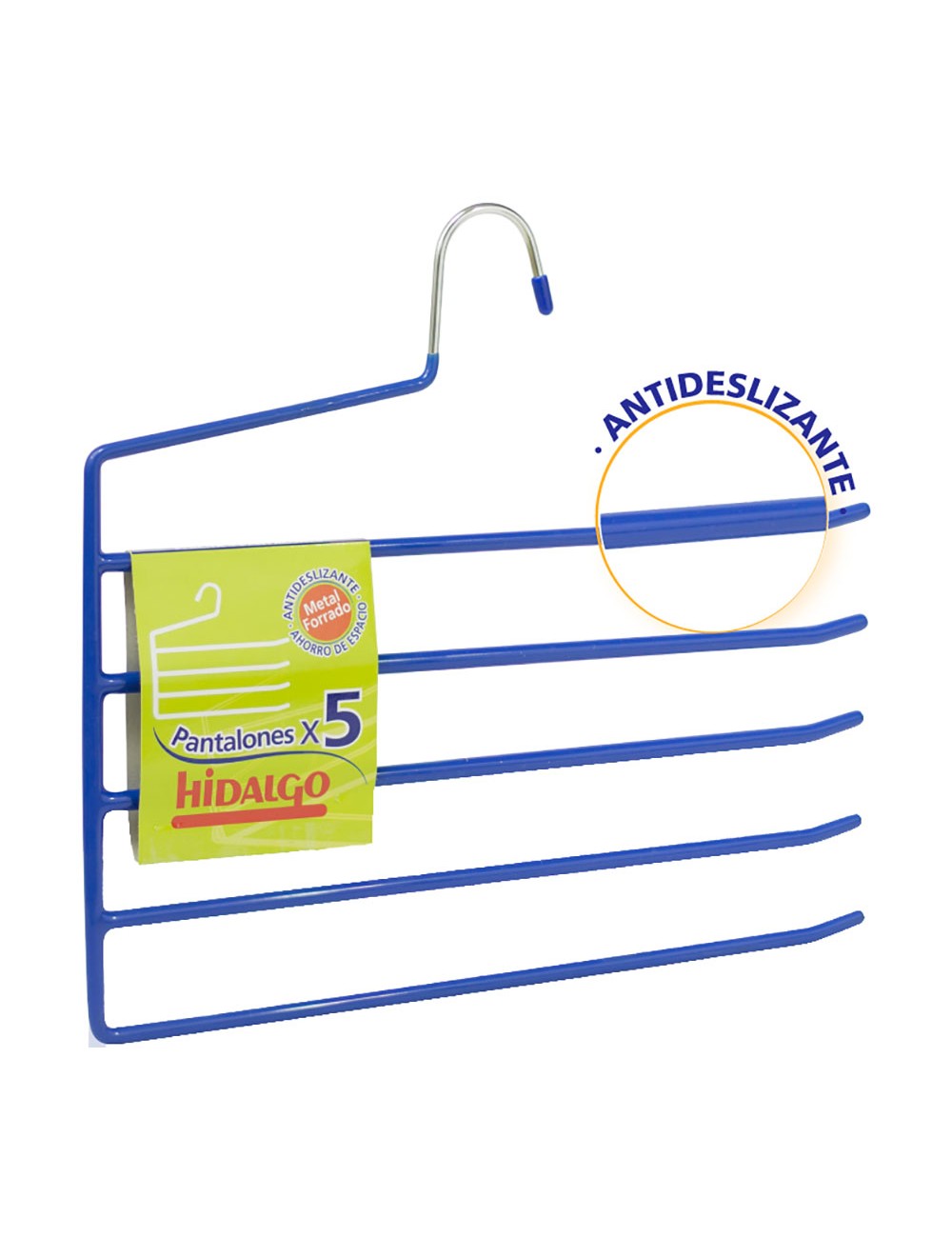 Percha antideslizante para 5 pantalones, color azul