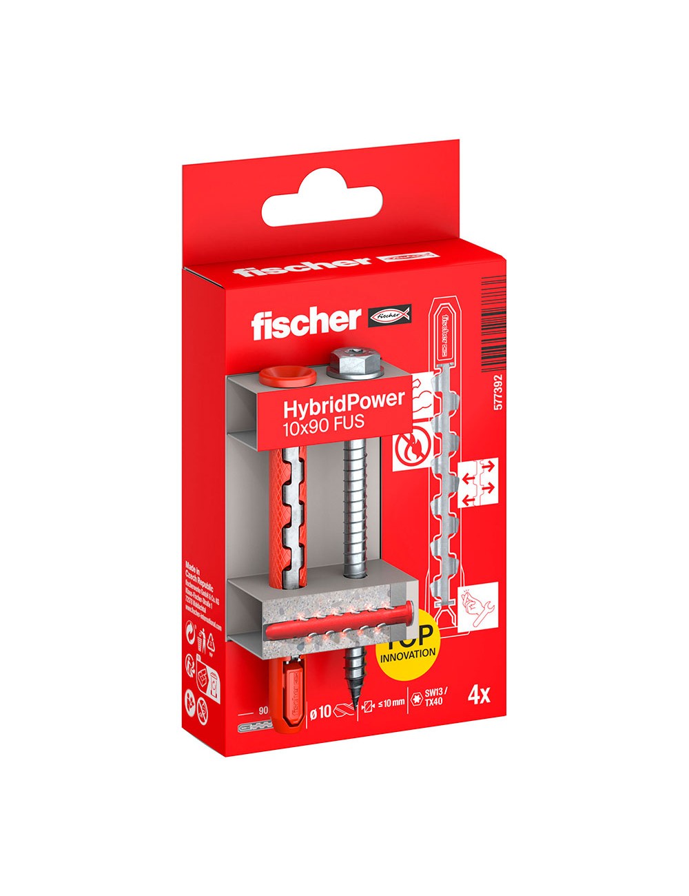 Tacos hybridpower ø10 x 90 mm + tornillos sw13/tx40, ø7 x 89 mm, blister 4 uds