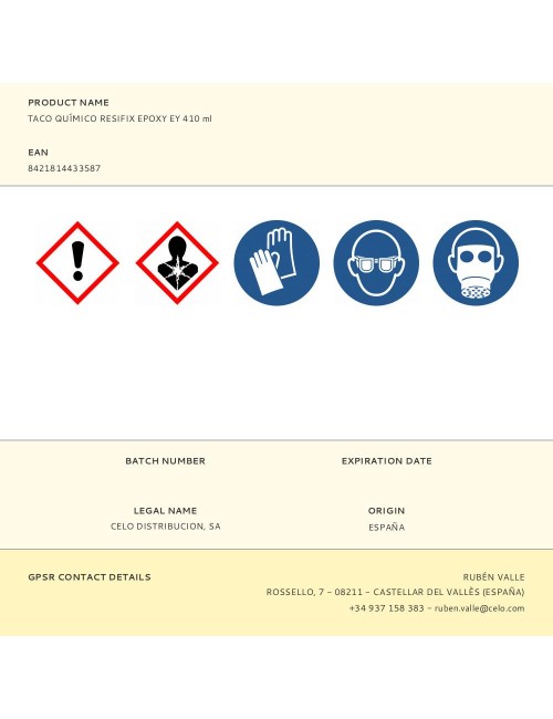 Taco químico resifix epoxy ey410, 410 ml