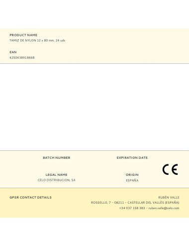 Tamiz de nylon 12 x 80 mm, 24 uds