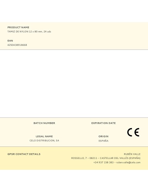 Tamiz de nylon 12 x 80 mm, 24 uds