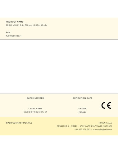 Brida nylon 8,8 x 760 mm negra, 50 uds