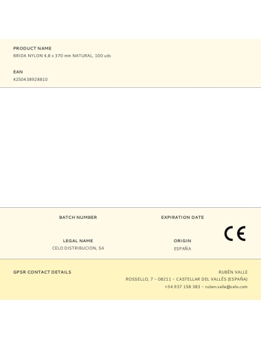 Brida nylon 4,8 x 370 mm natural, 100 uds