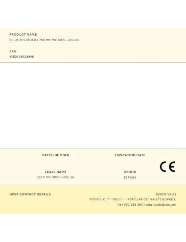 Brida nylon 8,8 x 760 mm natural, 50 uds