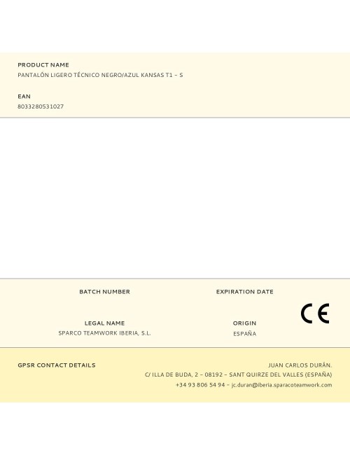 Pantalón ligero técnico negro/azul kansas t1 - s