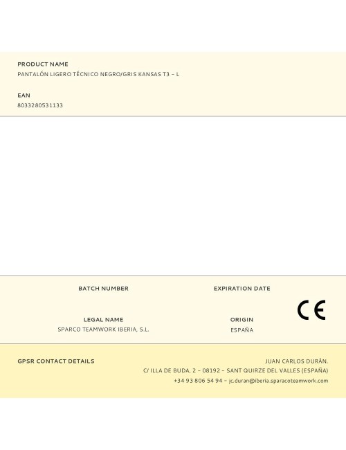 Pantalón ligero técnico negro/gris kansas t3 - l