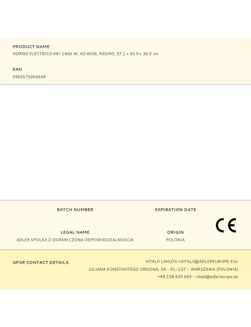 Horno eléctrico ad 6026 1800 w 48 l