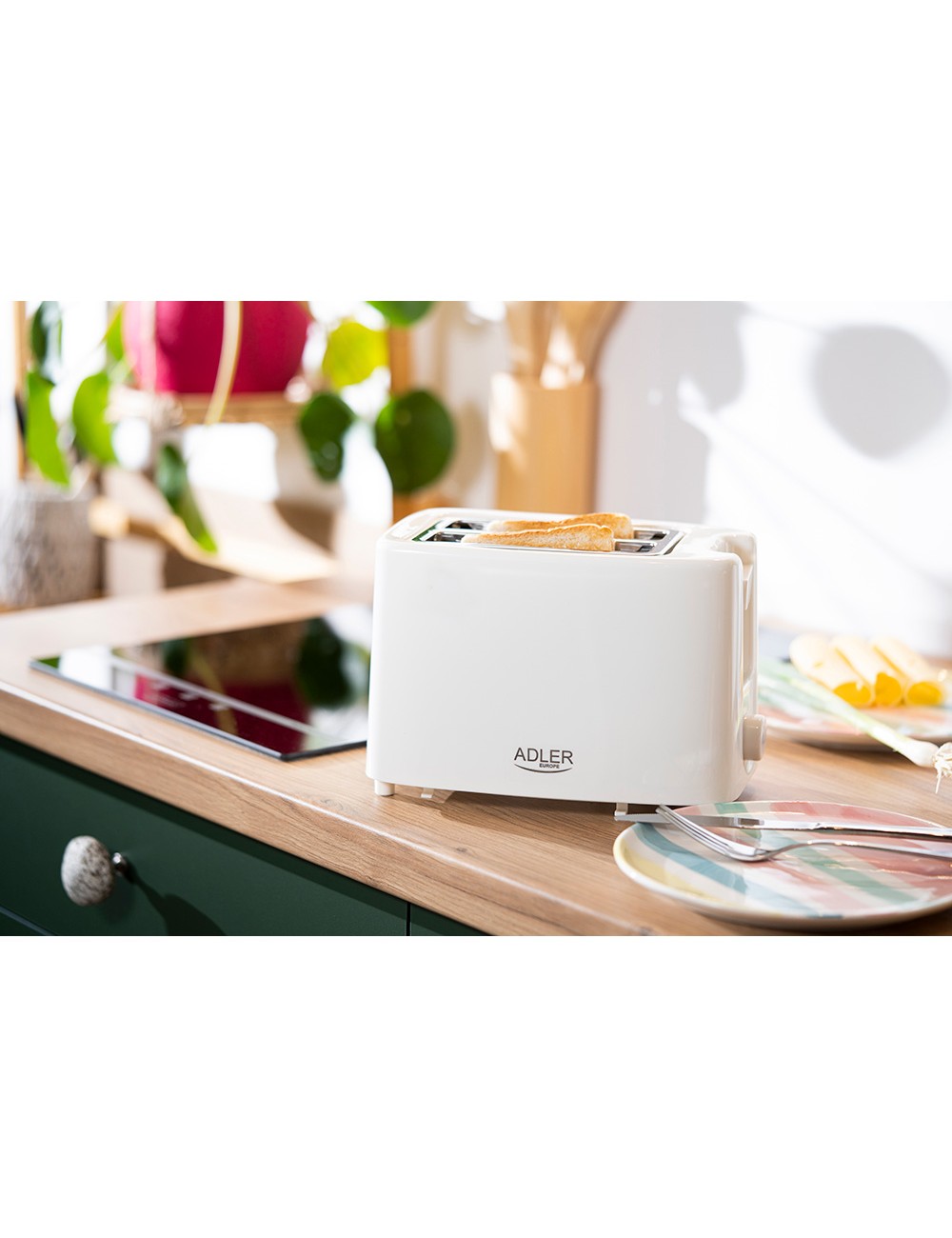 Tostadora 2 ranuras ad 3223, blanca, 900 w