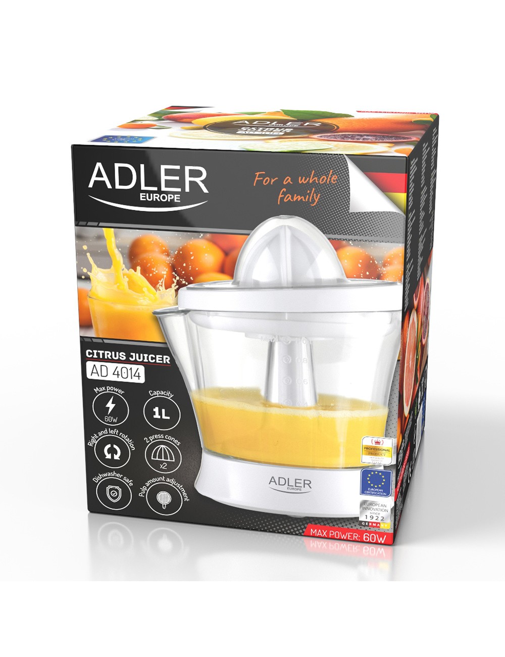 Exprimidor ad 4014, blanco, 60 w, 1 l