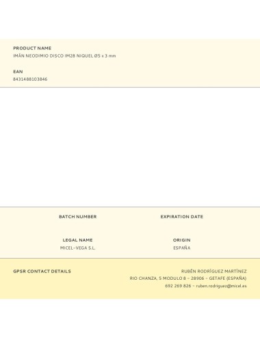 Imán neodimio disco im28 níquel ø5 x 3 mm