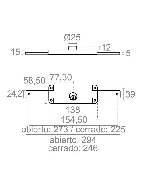 Cerradura cierre persiana crp01 155 mm zincado