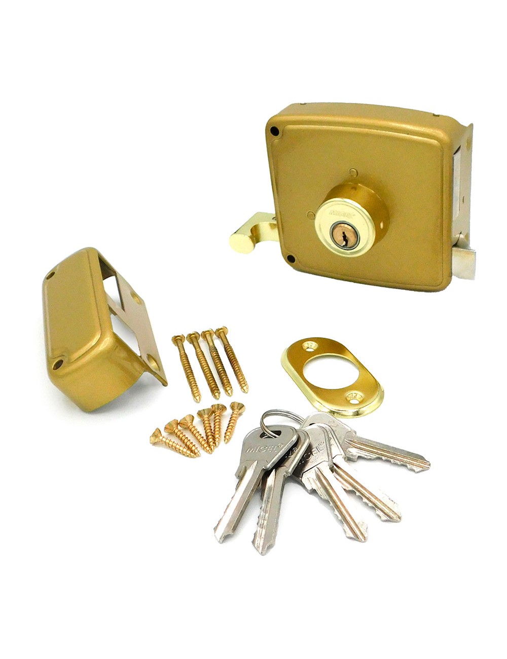 Cerradura sobreponer crs02 izquierda 50 x 100 mm pintado oro