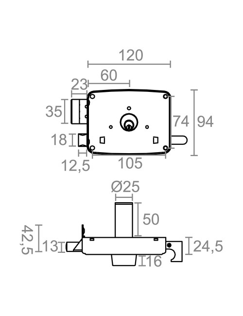 Cerradura sobreponer crs02 derecha 60 x 120 mm pintado oro