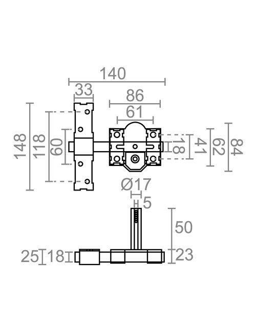 Cerrojo sobreponer crr08 86b/50 mm pintado gris