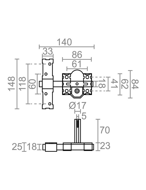 Cerrojo sobreponer crr08 86b/70 mm níquel