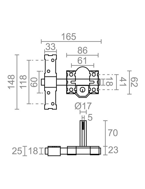 Cerrojo sobreponer crr09 86l/70 mm níquel