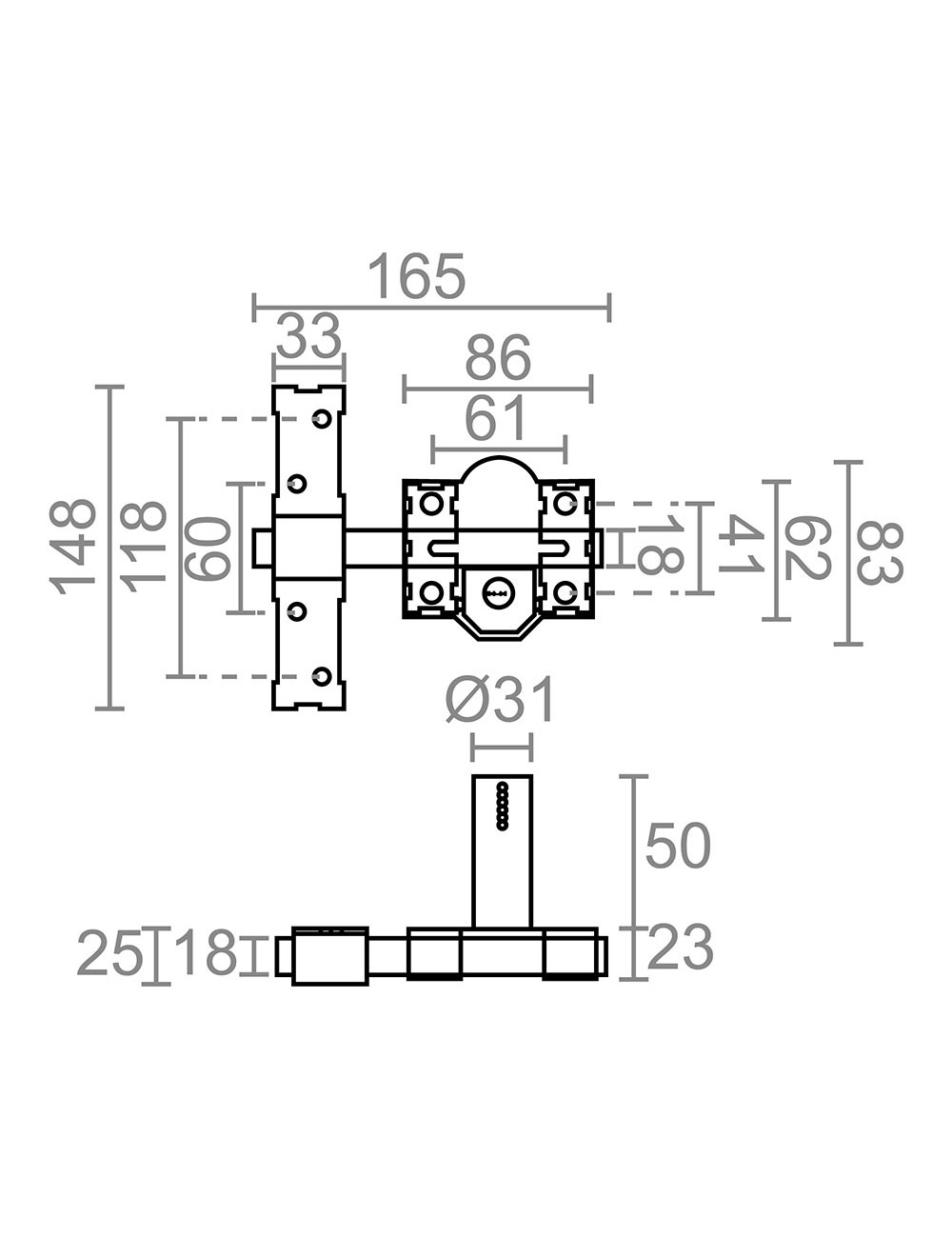 Cerrojo sobreponer crr11 86l/50 mm níquel