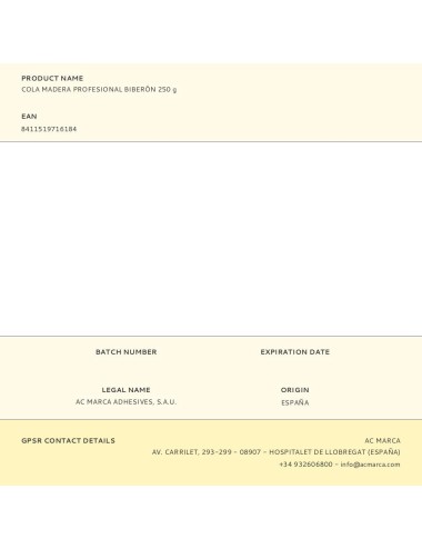 Cola madera profesional biberón 250 g