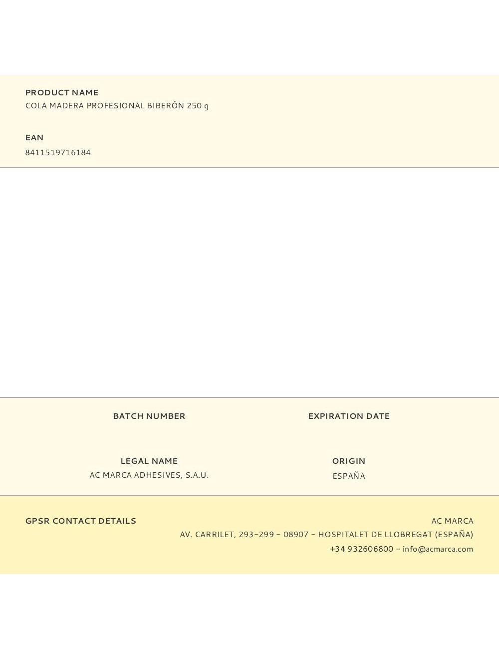 Cola madera profesional biberón 250 g