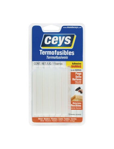 Barra de cola termofusible translúcido ø11 x 90 mm, 11 uds