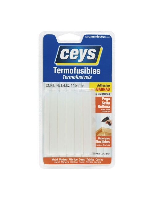 Barra de cola termofusible translúcido ø11 x 90 mm, 11 uds