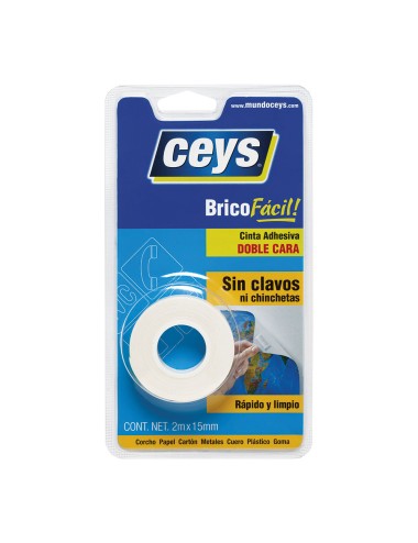 Cinta adhesiva doble cara bricofácil 15 mm x 2 m